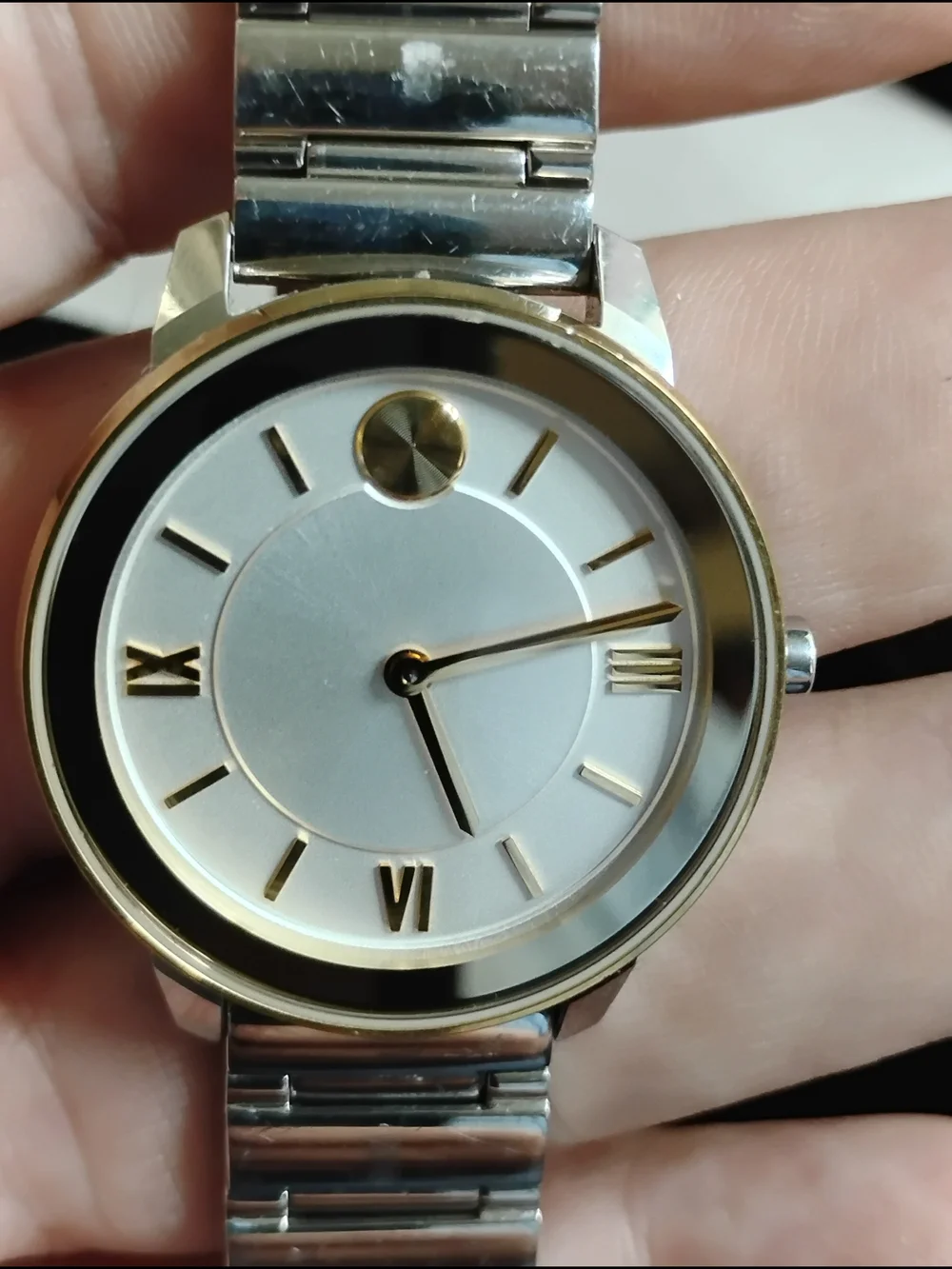 Movado Two-Tone Silver and Gold Accent Bracelet Watch